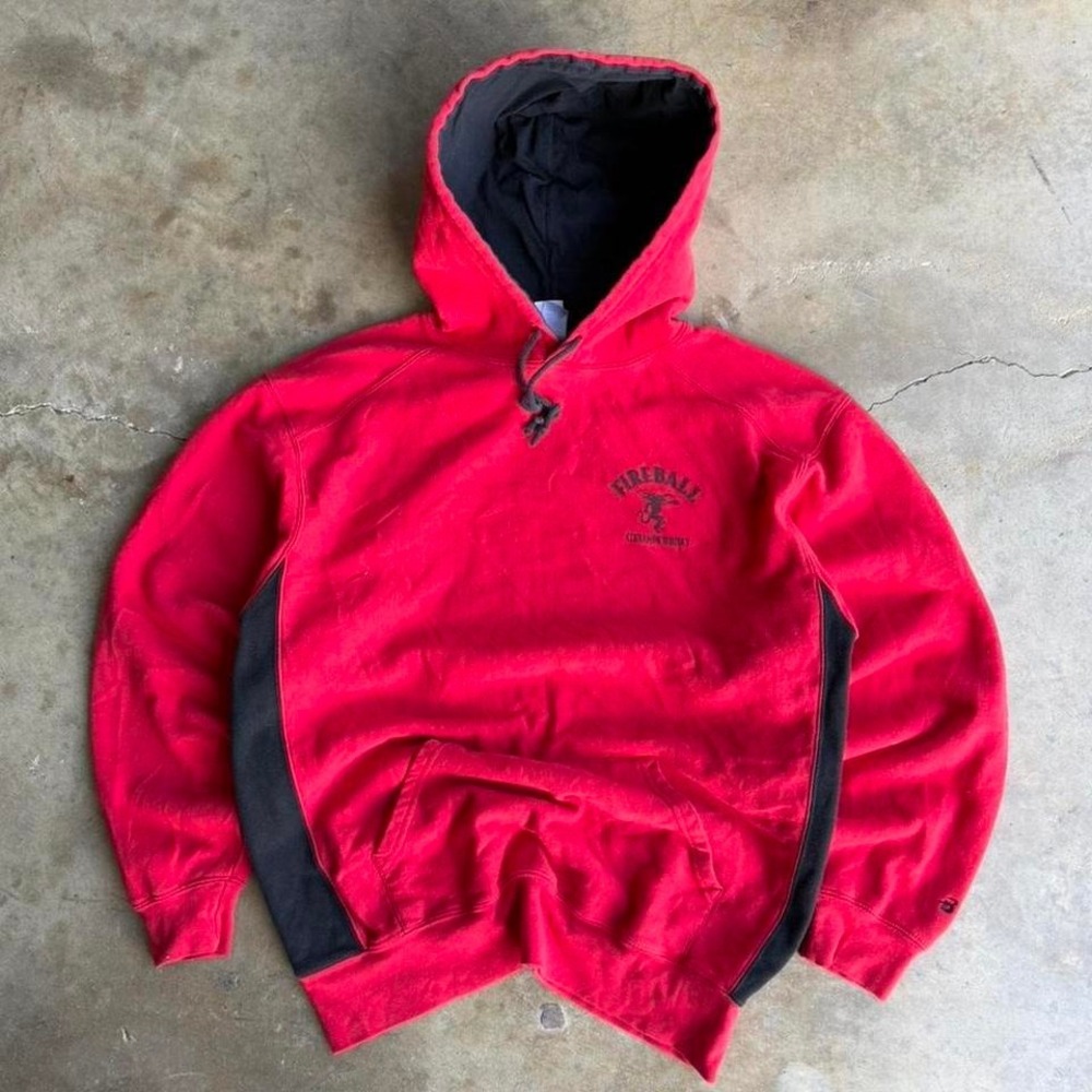 Vintage Y2K fireball cinnamon whiskey promo red hoodie essential